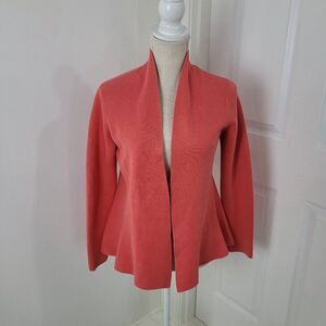 Eileen Fisher Cardigan Womens XS Orange Fit Flare Open Front Knit Office Coastal